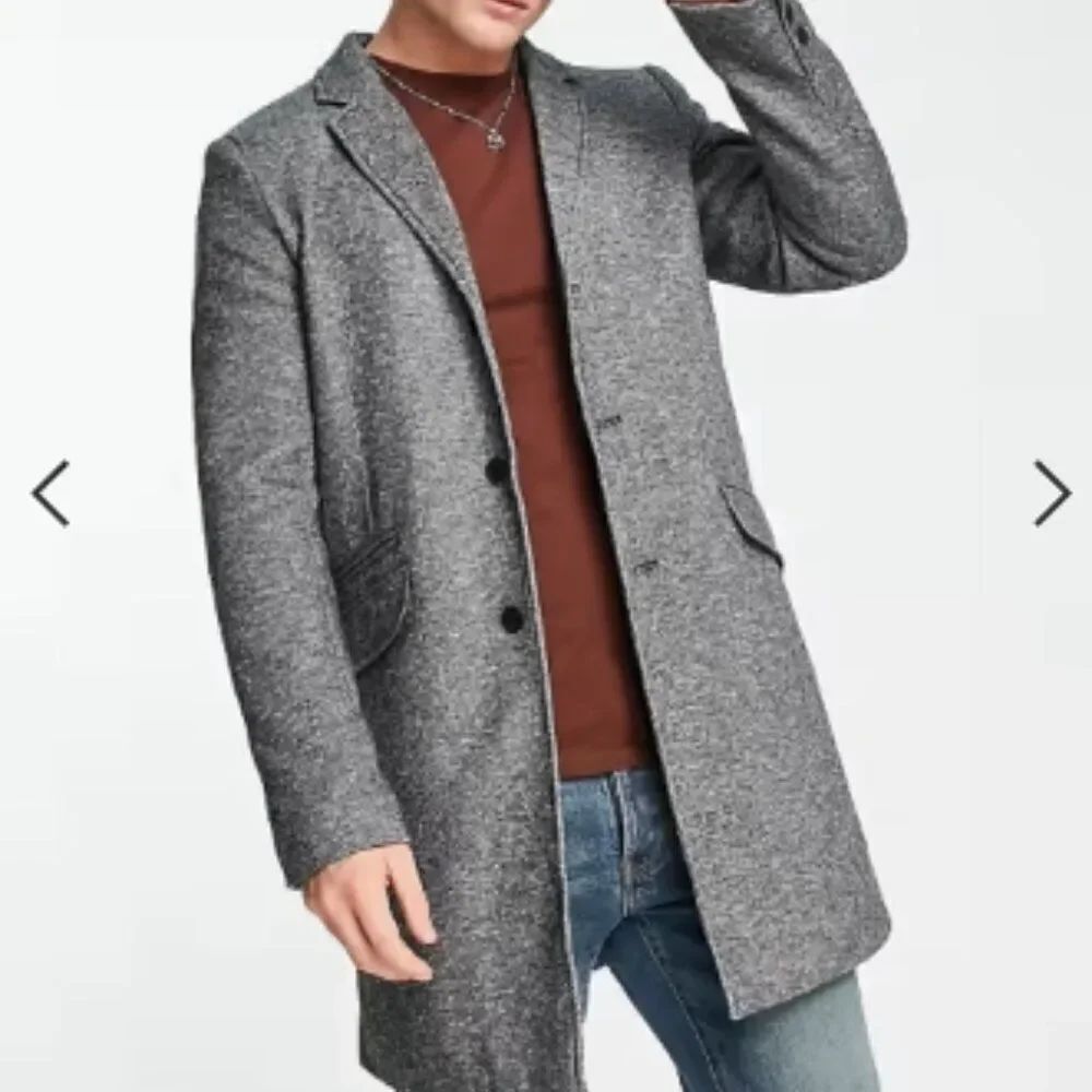 Like New! ONLY & SONS Smart Jersey Overcoat in Dark Gray Melange in Size S